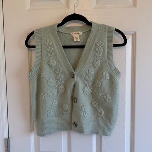 Jessica Simpson Green Vest with floral accents